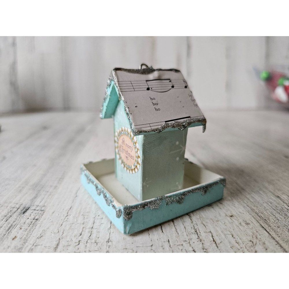 Shabby chic musical birdhouse ornament unique